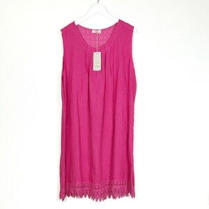NWT Linen Bellambra pink plus size eyelet detail dress size 2X NEW